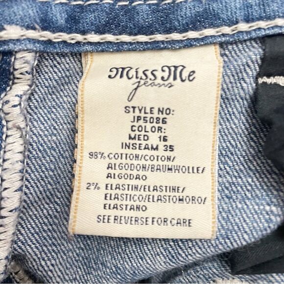 Miss Me Y2K Jeans Bling Rhinestone Angel Wing Bootcut Medium Wash JP5086 Size 29 - Picture 14 of 16